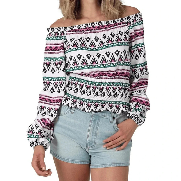 Wrangler Retro Off The Shoulder Smocked Top - Size XXL - NWT - Picture 1 of 11